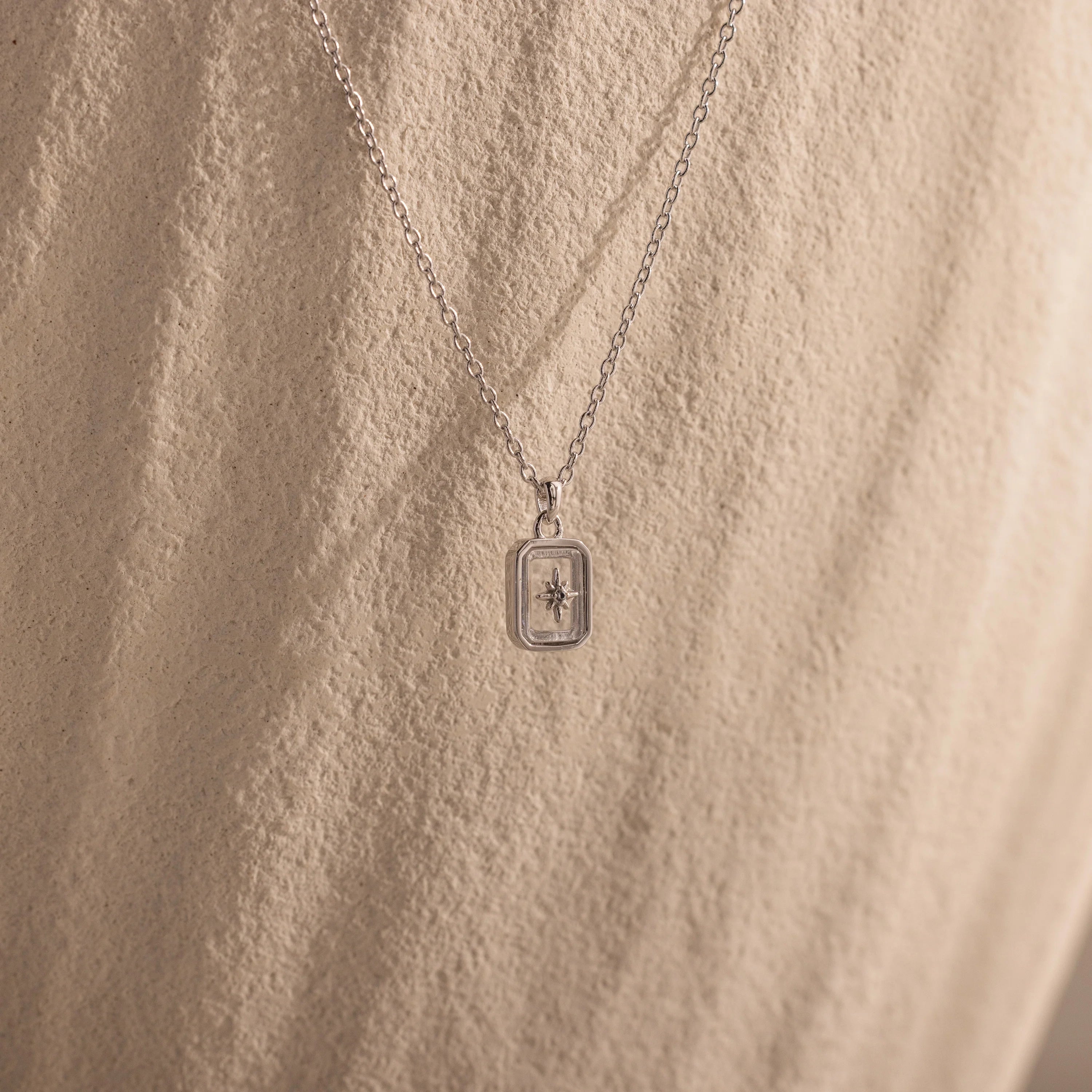 North Star Diamond Necklace Silver 18K Gold Plated