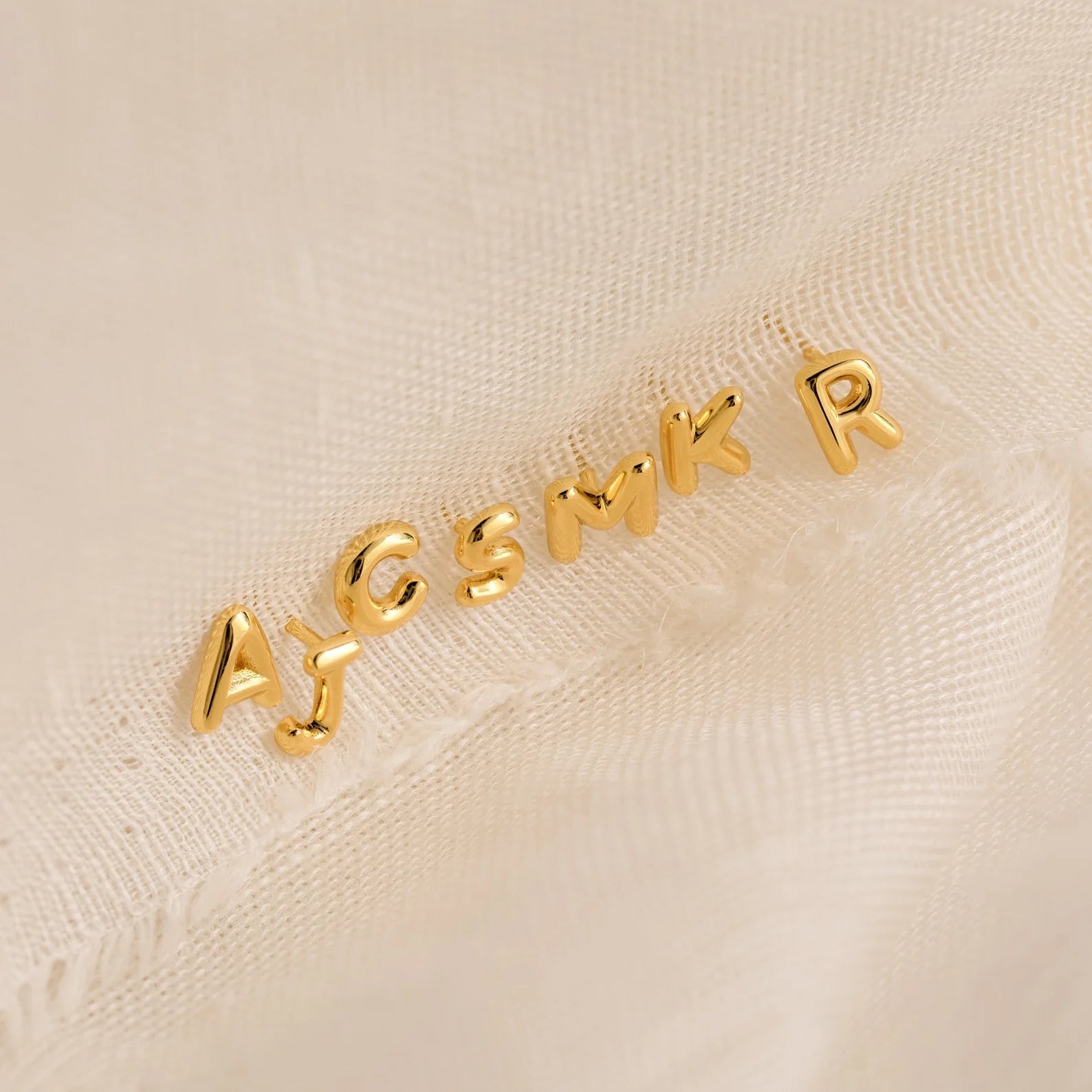 Bubble Letter Studs Silver 18K Gold Plated
