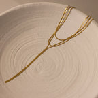 Long Y Lariat Chain Necklace Silver 18K Gold Plated