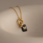 Onyx Butterfly Charm Silver 18K Gold Plated