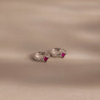 Athena Ruby Huggies Silver 18K Gold Plated