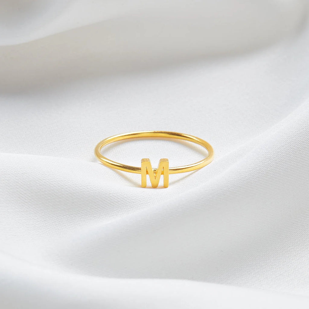 Alex Dainty Letter Ring Silver 18K Gold Plated