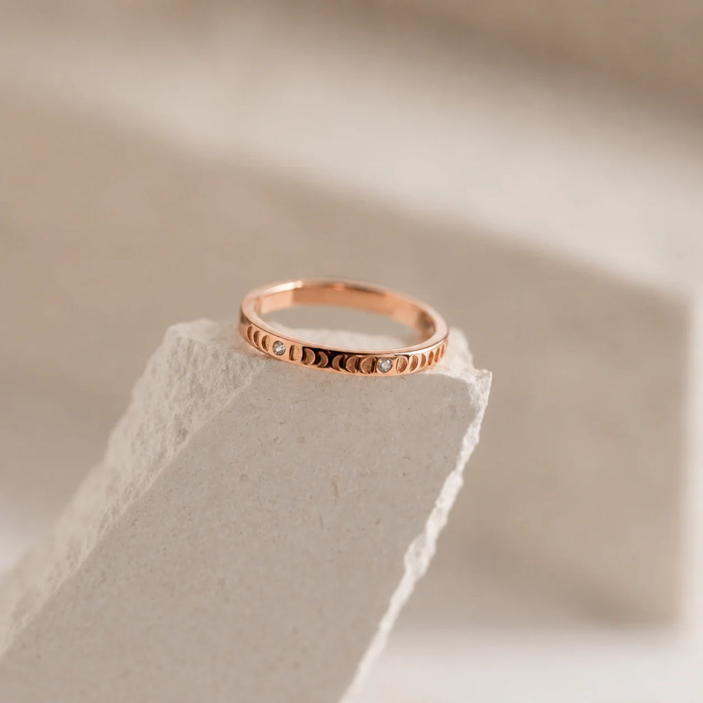 Phases of the Moon CZ Diamond Ring