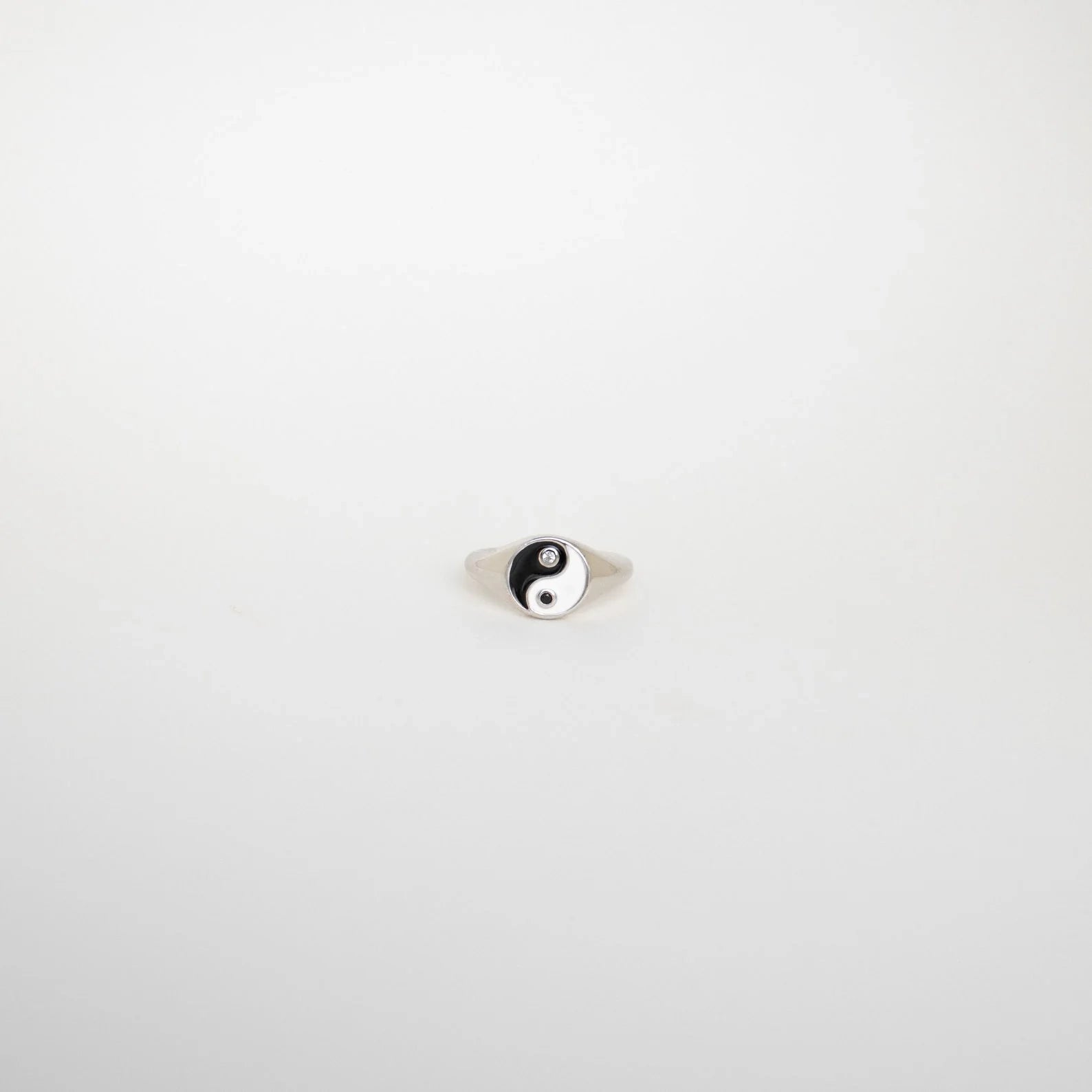 Yin Yang Signet Ring Silver 18K Gold Plated
