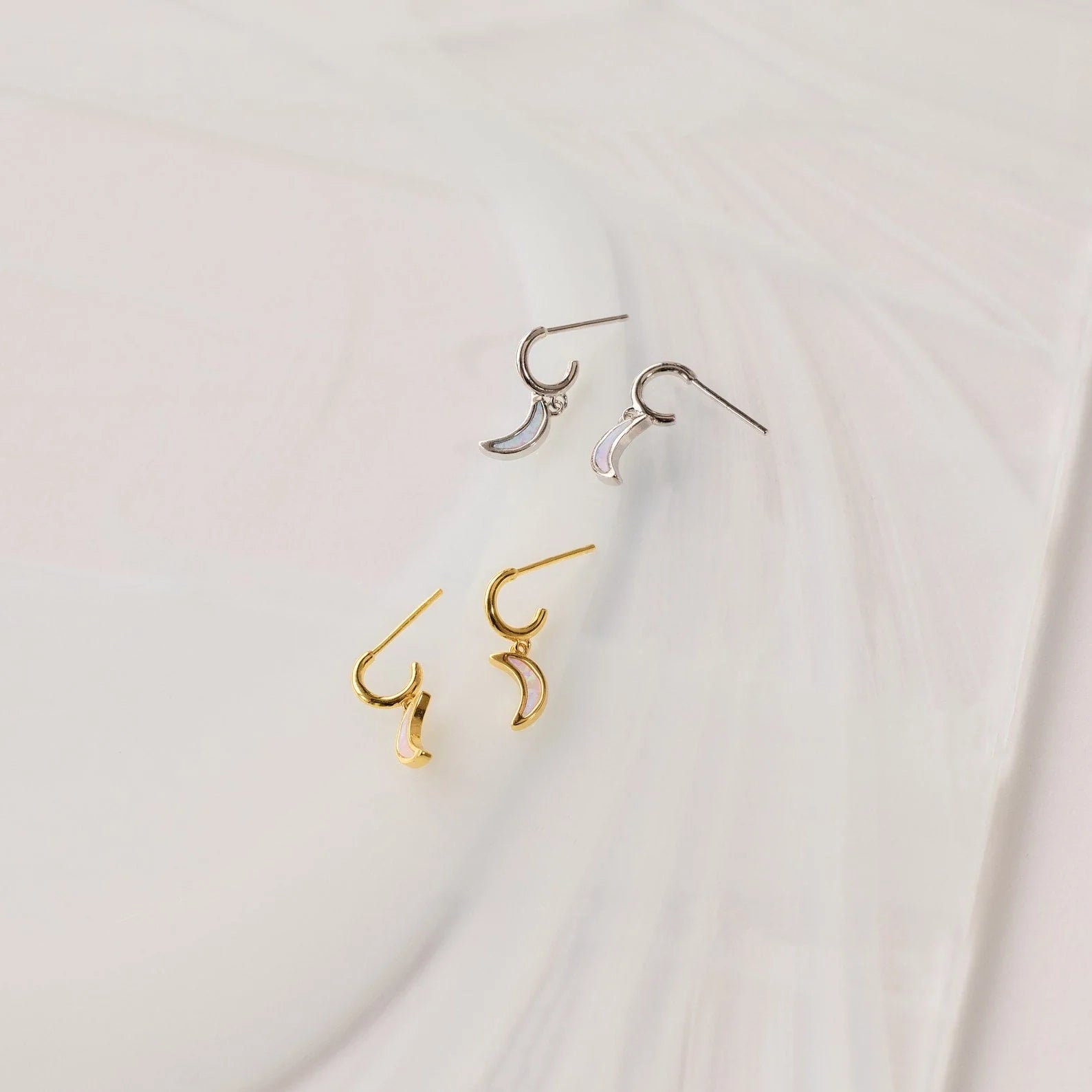 Opal Moon Mini Hoops
