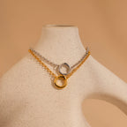 Rolo Circle Charm Bracelet Silver 18K Gold Plated