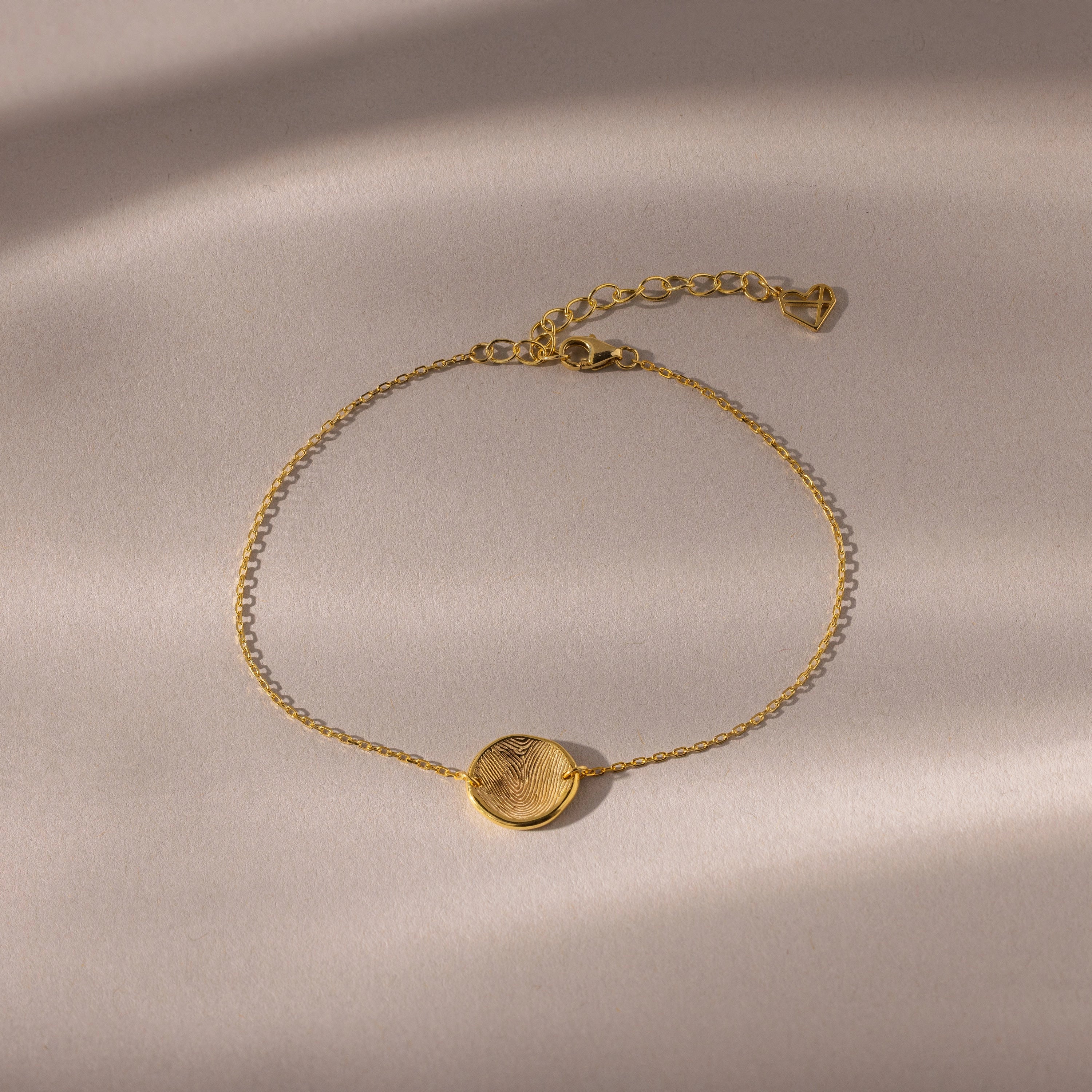 Dainty Organic Fingerprint Bracelet  Silver 18K Gold Plated