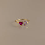 Toi et Moi Heart-Pear Cut Birthstone Ring Silver 18K Gold Plated