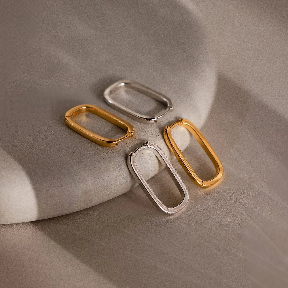 Nina Link Earrings Silver 18K Gold Plated