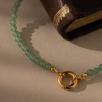 Beaded Jade Rolo Clasp Bracelet Silver 18K Gold Plated