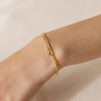 Large Letter Bracelet Silver 18K Gold Plated