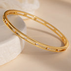 Lace Diamond Bangle Silver 18K Gold Plated