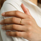 Modern Initial Birthstone Ring Silver 18K Gold Plated