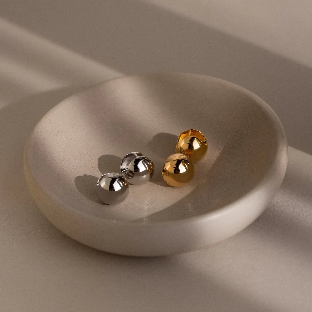 Chunky Ball Huggie Hoops Silver 18K Gold Plated