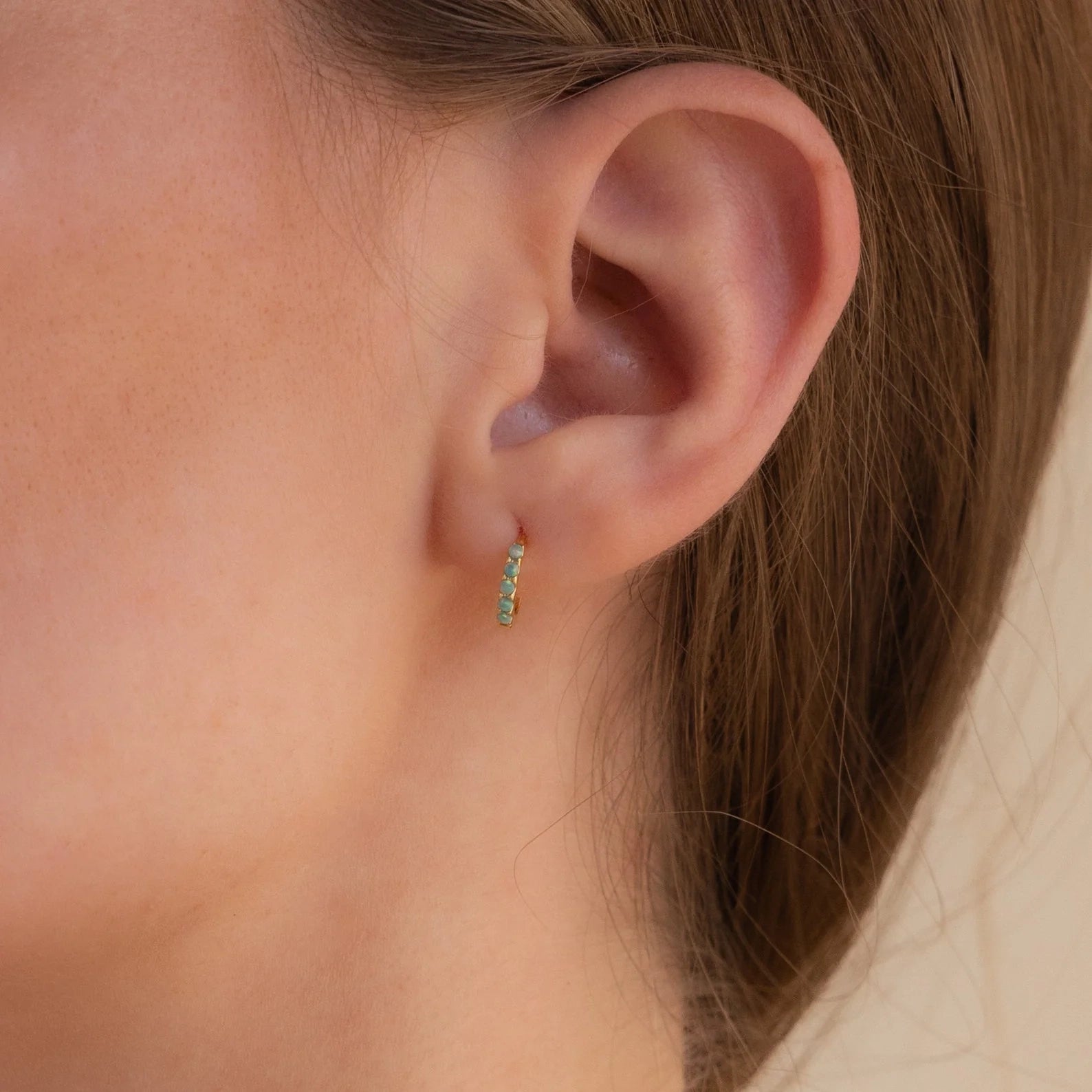 Garden Green Opal Huggies Silver 18K Gold Plated