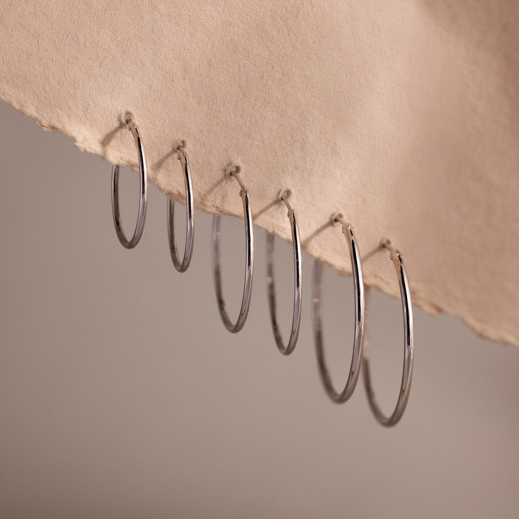 Thin Hoops Set Silver 18K Gold Plated
