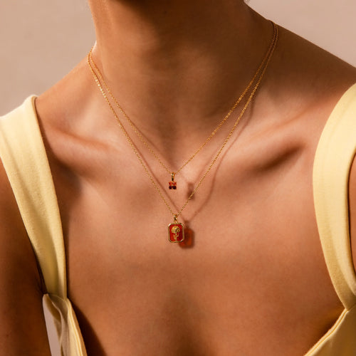 Blue Zircon Birth Flower Charm Necklace Silver 18K Gold Plated