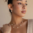 Flower Pearl Drop Earrings  Silver 18K Gold Plated