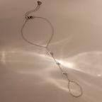 Turquoise Beads Hand Chain Bracelet Silver 18K Gold Plated