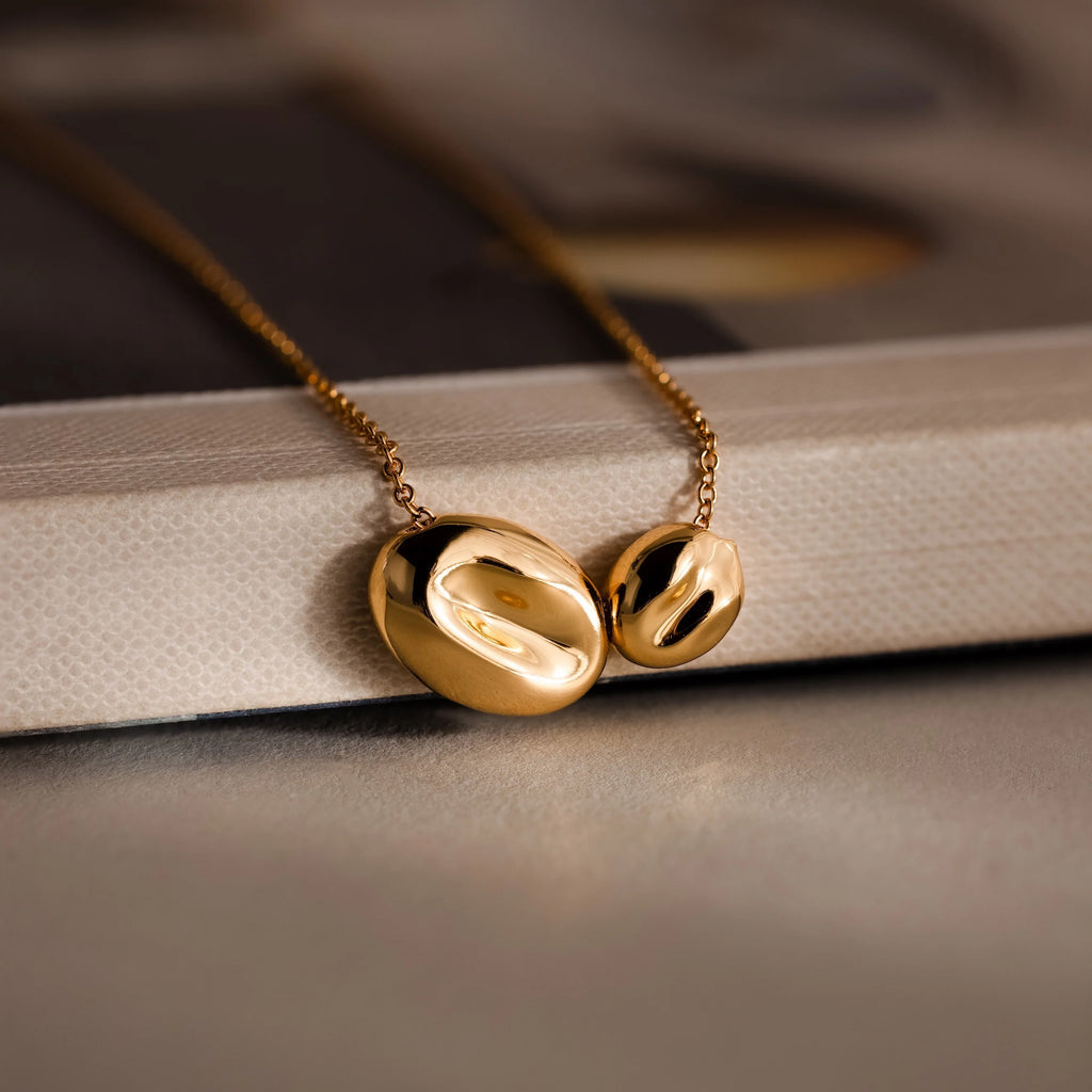Duo Pebble Necklace Silver 18K Gold Plated