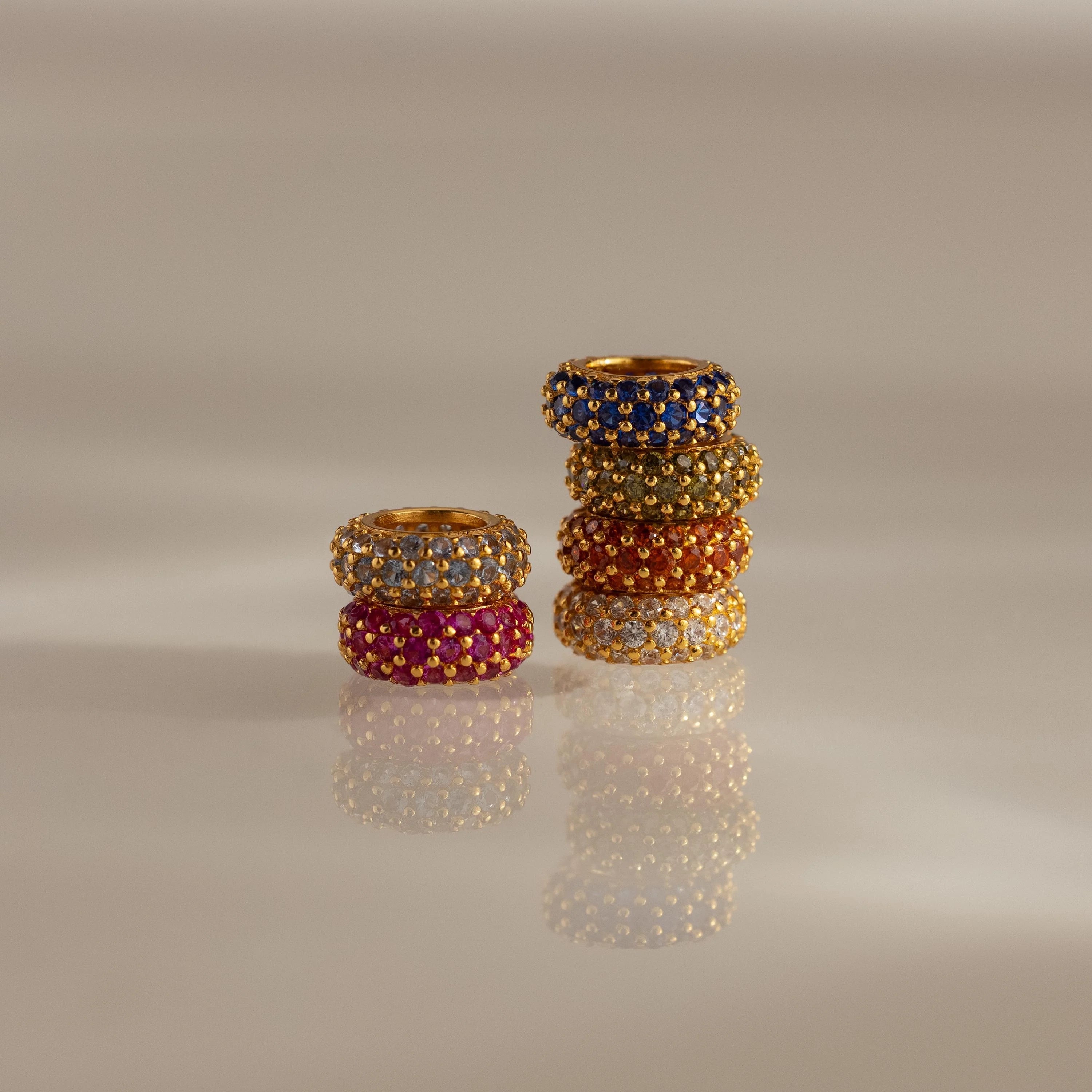 Garnet Pave Charm Spacer Silver 18K Gold Plated