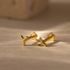 Bubble Initial Flatback Studs Silver 18K Gold Plated
