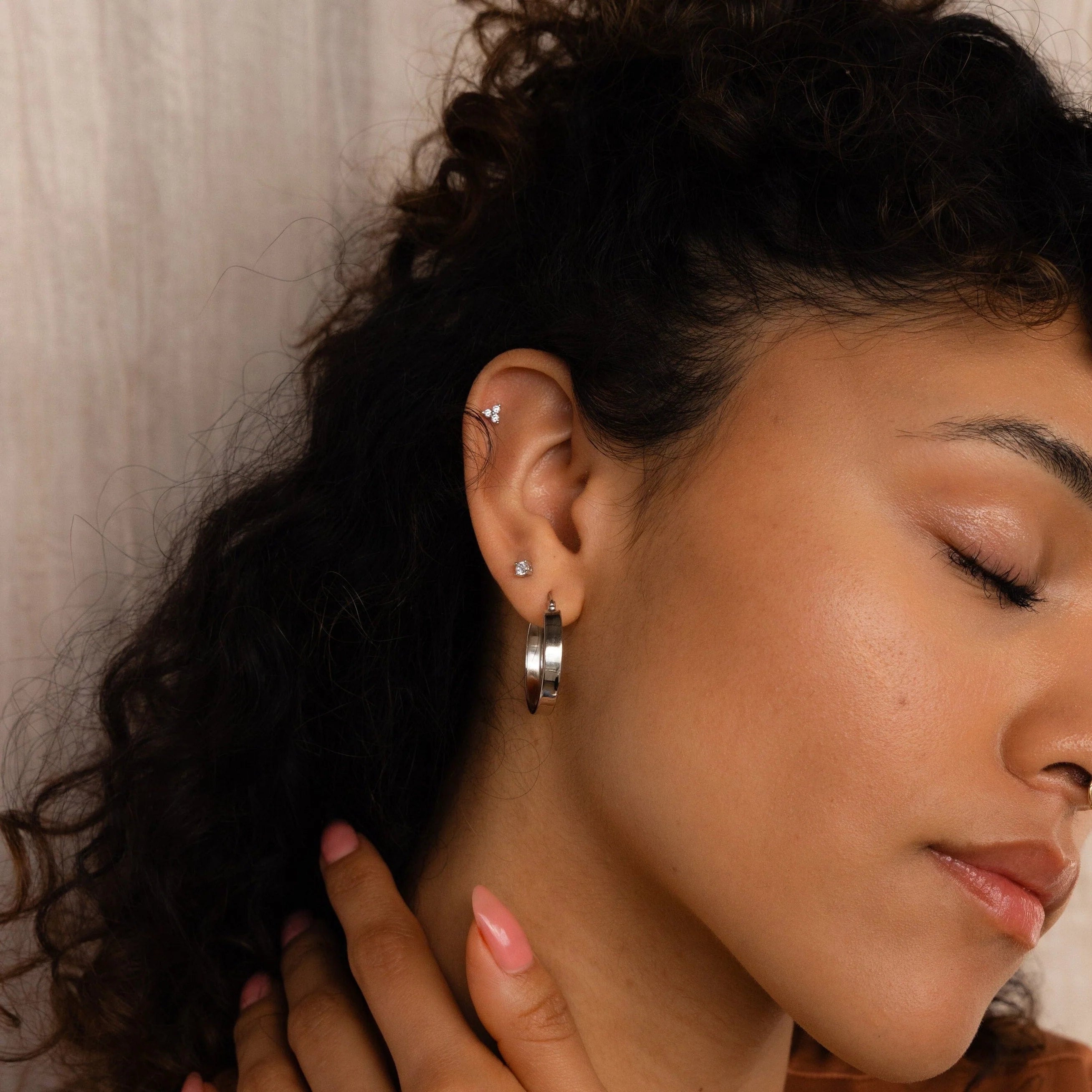 Thick Hoops Earrings Silver 18K Gold Plated