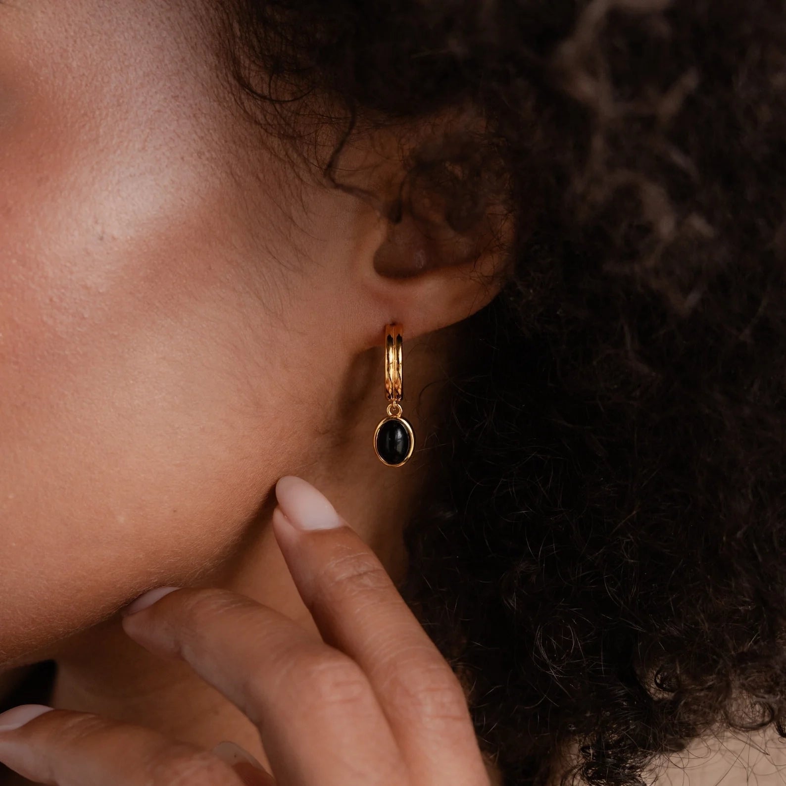 Black Onyx Hoops Bundle Silver 18K Gold Plated
