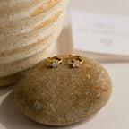 Diamond Heart Huggies Silver 18K Gold Plated