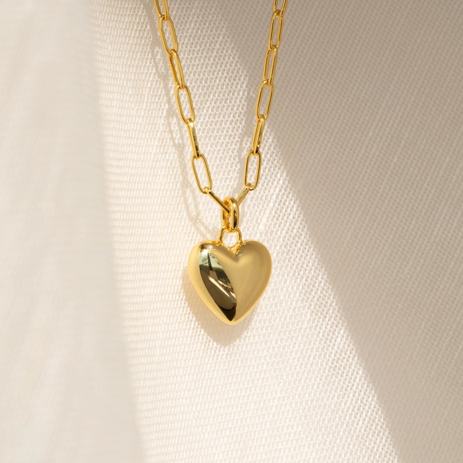 Taylor Heart Paperclip Necklace Silver 18K Gold Plated