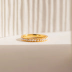 Alicia Pearl Inlay Band Silver 18K Gold Plated