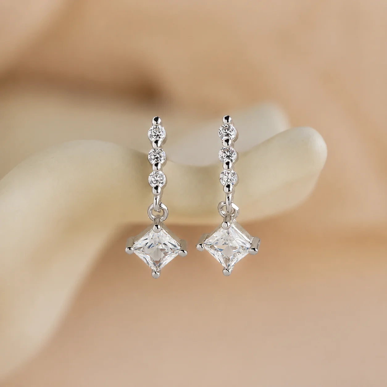 Princess Diamond Drop Studs
