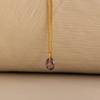 North Star Birthstone Signet Necklace in Amethyst Silver 18K Gold Plated