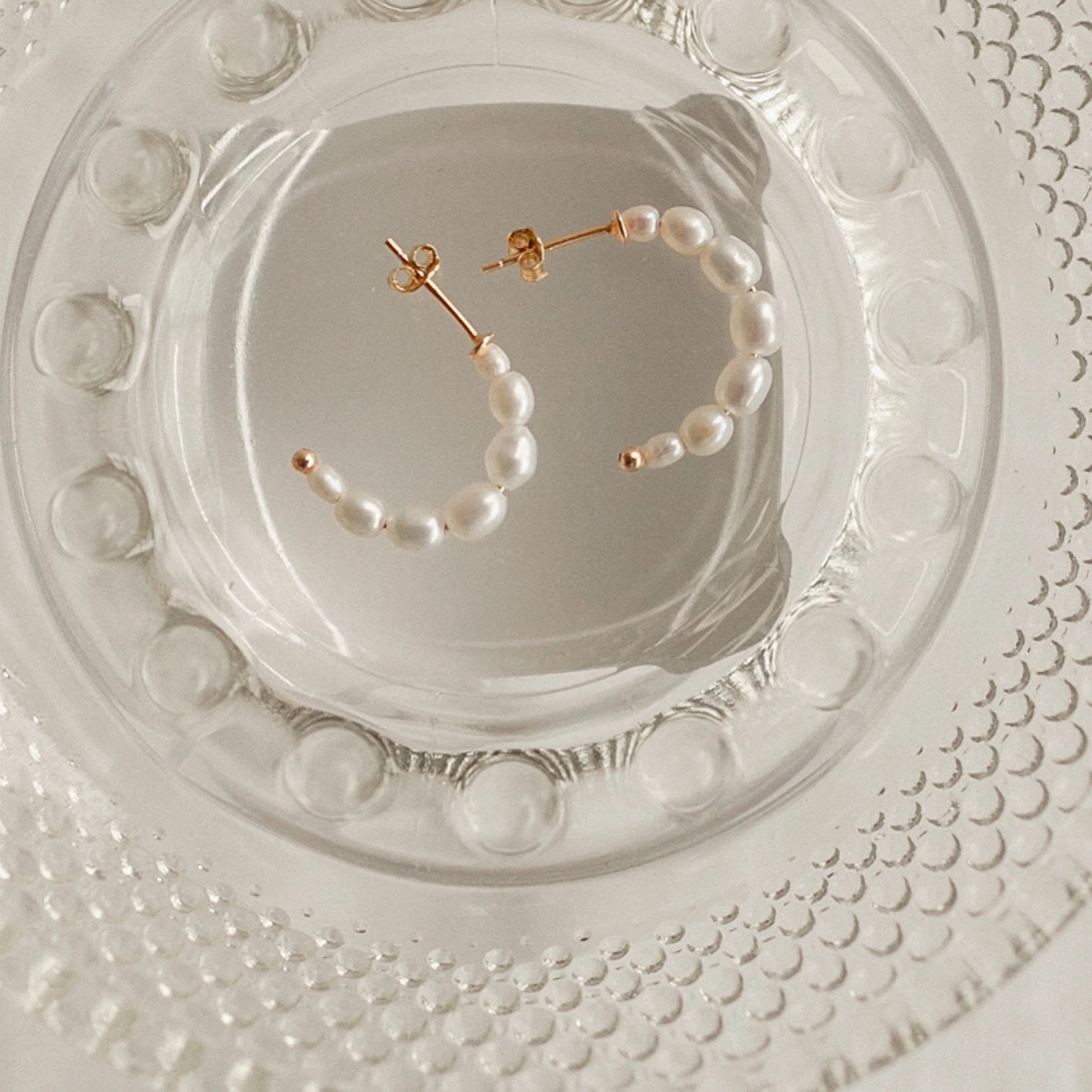Freshwater Pearl Hoops Silver 18K Gold Plated