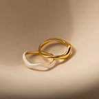 Duo Wave Ring Set Silver 18K Gold Plated