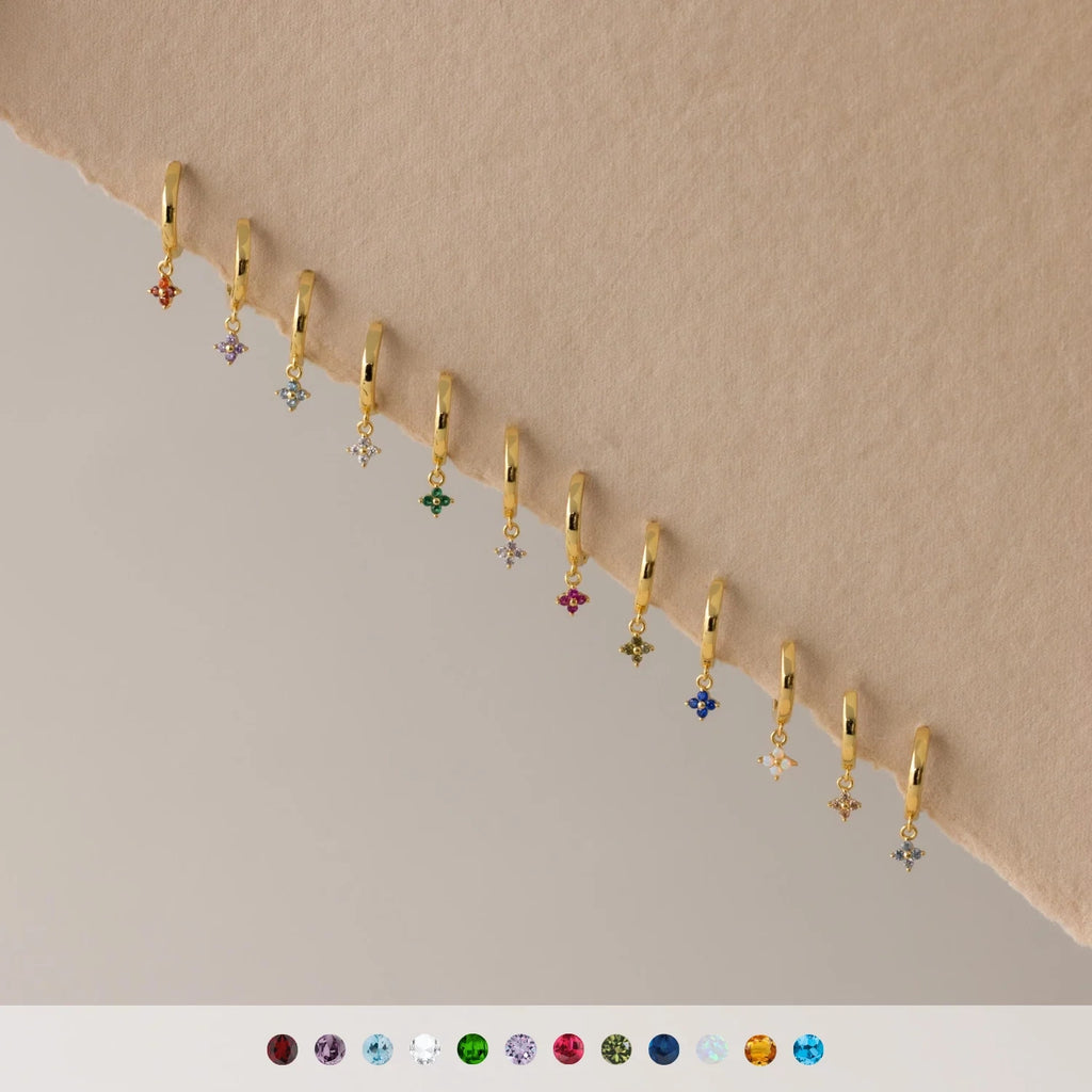 Ivy Birthstone Hoops Silver 18K Gold Plated