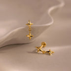 Star Drop Flatback Studs Silver 18K Gold Plated