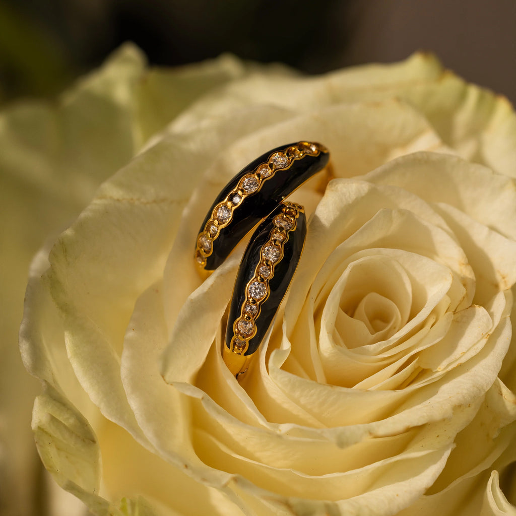 Diamond Noir Pave Dome Hoops Silver 18K Gold Plated