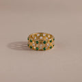 Lace Checkered Emerald Ring Silver 18K Gold Plated