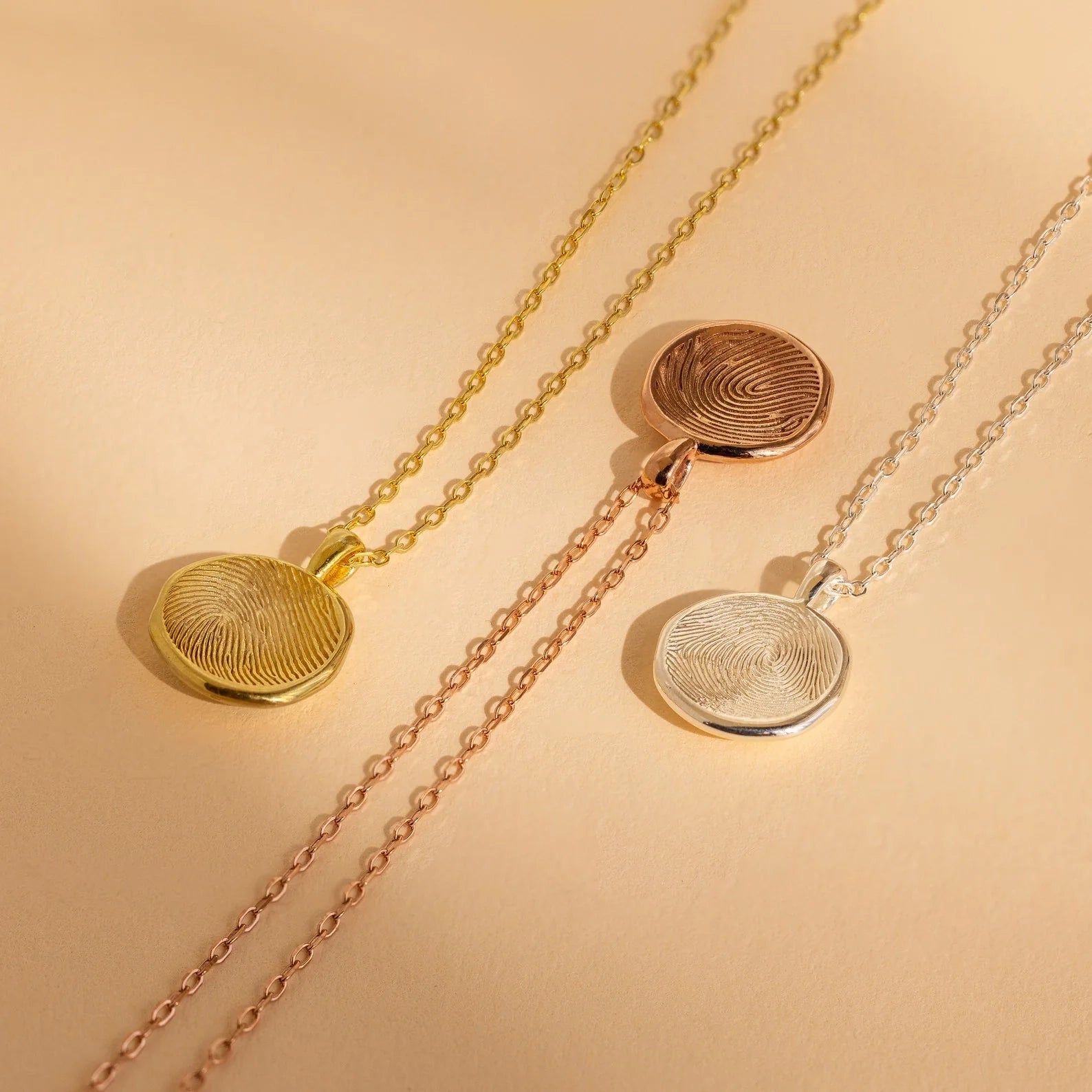 Fingerprint Coin Necklace Silver 18K Gold Plated