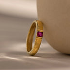 Ruby Ribbed Band Silver 18K Gold Plated