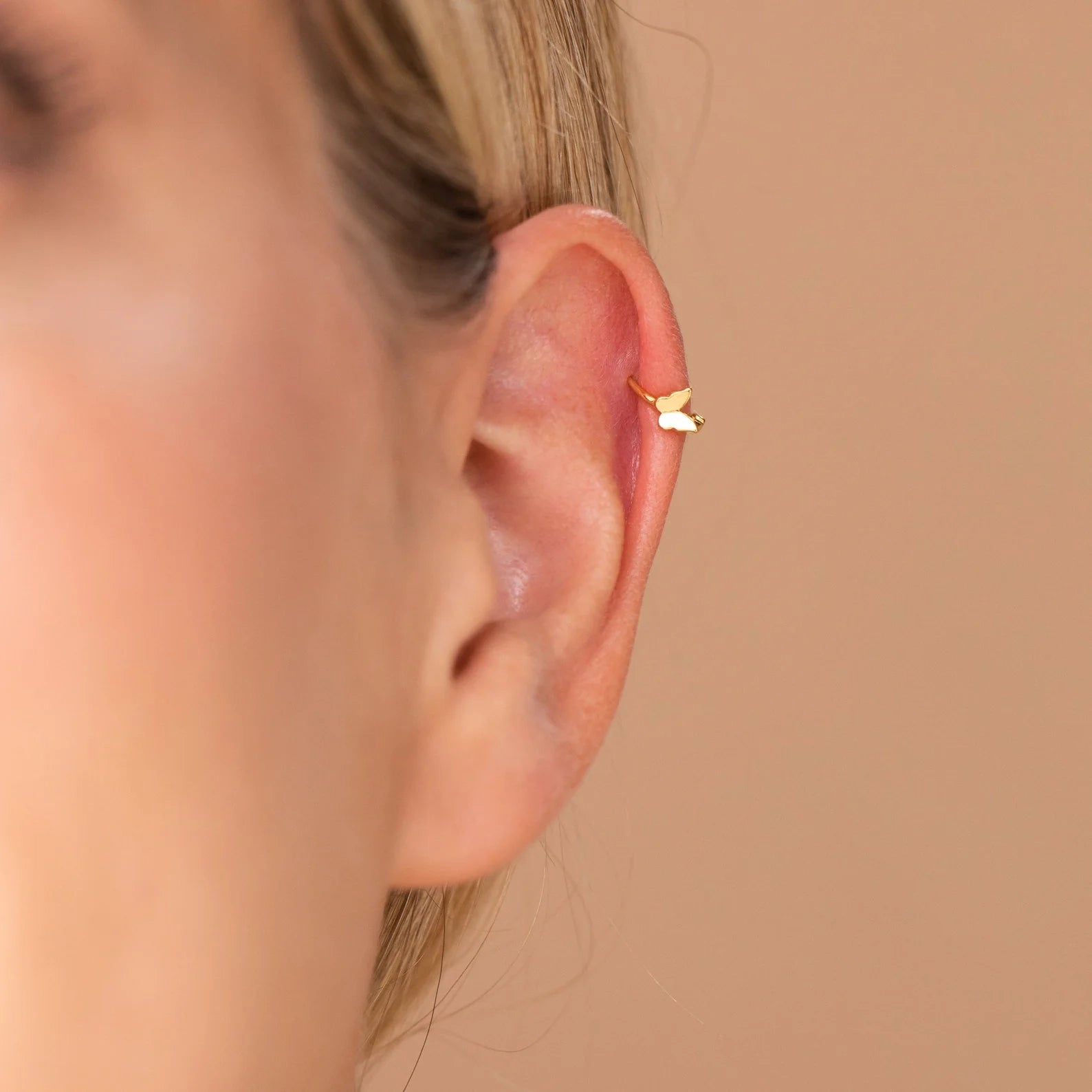 Butterfly Cartilage Mini Huggies Silver 18K Gold Plated