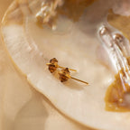 Smoky Quartz Glass Stones Studs Silver 18K Gold Plated
