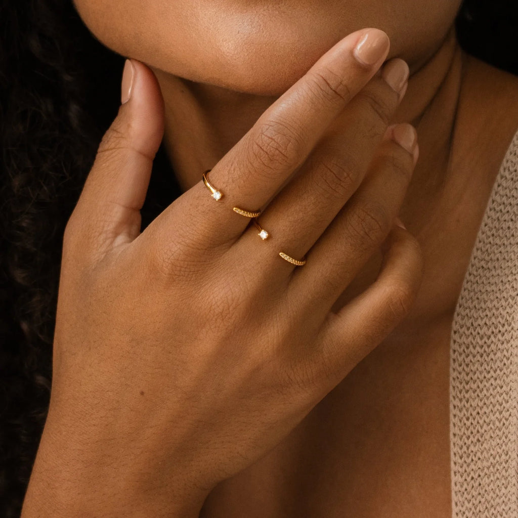 Cecilia Pave Ring Silver 18K Gold Plated