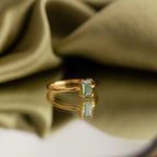 Agate Emerald Ring Silver 18K Gold Plated