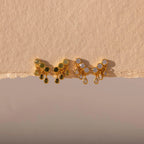 Diamond Raindrop Flat Back Studs Silver 18K Gold Plated