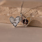 Organic Heart Locket Necklace Silver 18K Gold Plated