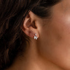Diamond Bow Drop Studs Silver 18K Gold Plated