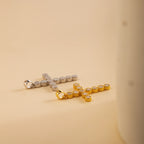Pave Cross Charm Silver 18K Gold Plated