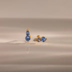 Aquamarine Ombre Flatback Studs Silver 18K Gold Plated